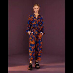 NWT FARM Rio Navy Bananica Jumpsuit Size L